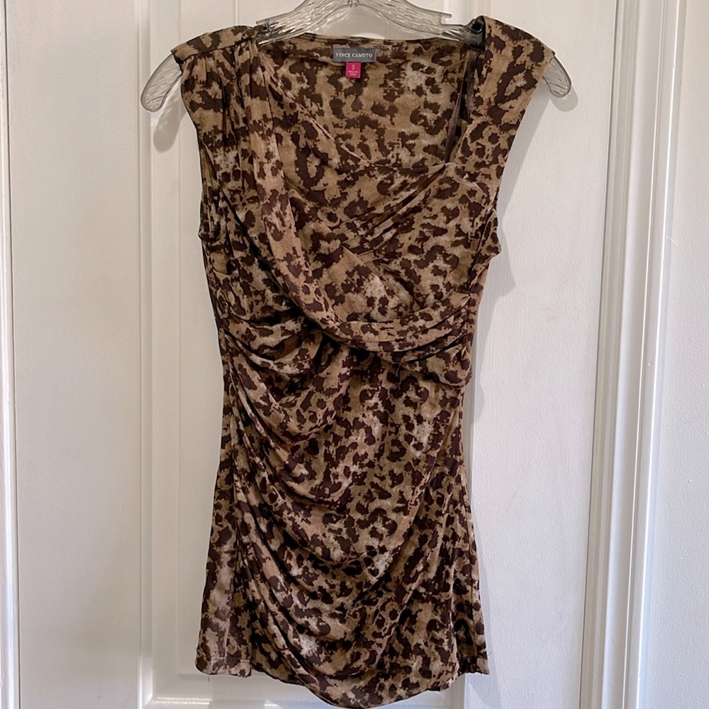 Vince Camuto Leopard sleeveless cowl neck soft and comfy tank top blouses
